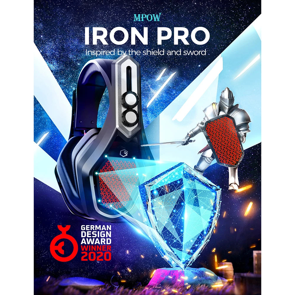 Mpow Iron Pro Wireless Gaming Headset - USB/3.5mm, Noise-Canceling Mic, 3D Surround Sound, 20-Hour Playback for PS5, PS4, PC Gamers - Premium gaming headset from Lizard Vigilante - Just $64.99! Shop now at Lizard Vigilante