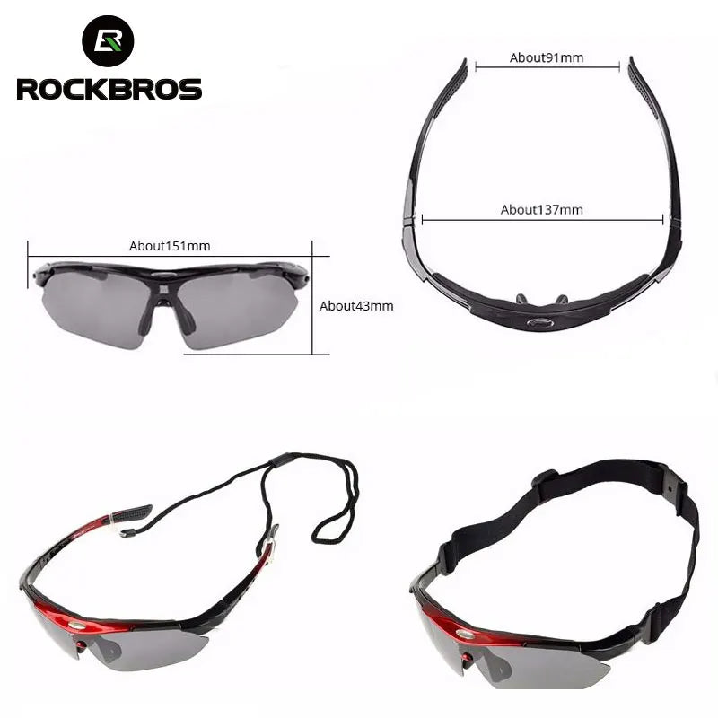 ROCKBROS Cycling Polarized SunGlasses MTB PC Goggles Bike Photochromic Outdoor Sports Sunglasses Eyewear 5/3 Lens Bicycle Accessory - Premium sunglasses from Lizard Vigilante - Just $42.99! Shop now at Lizard Vigilante