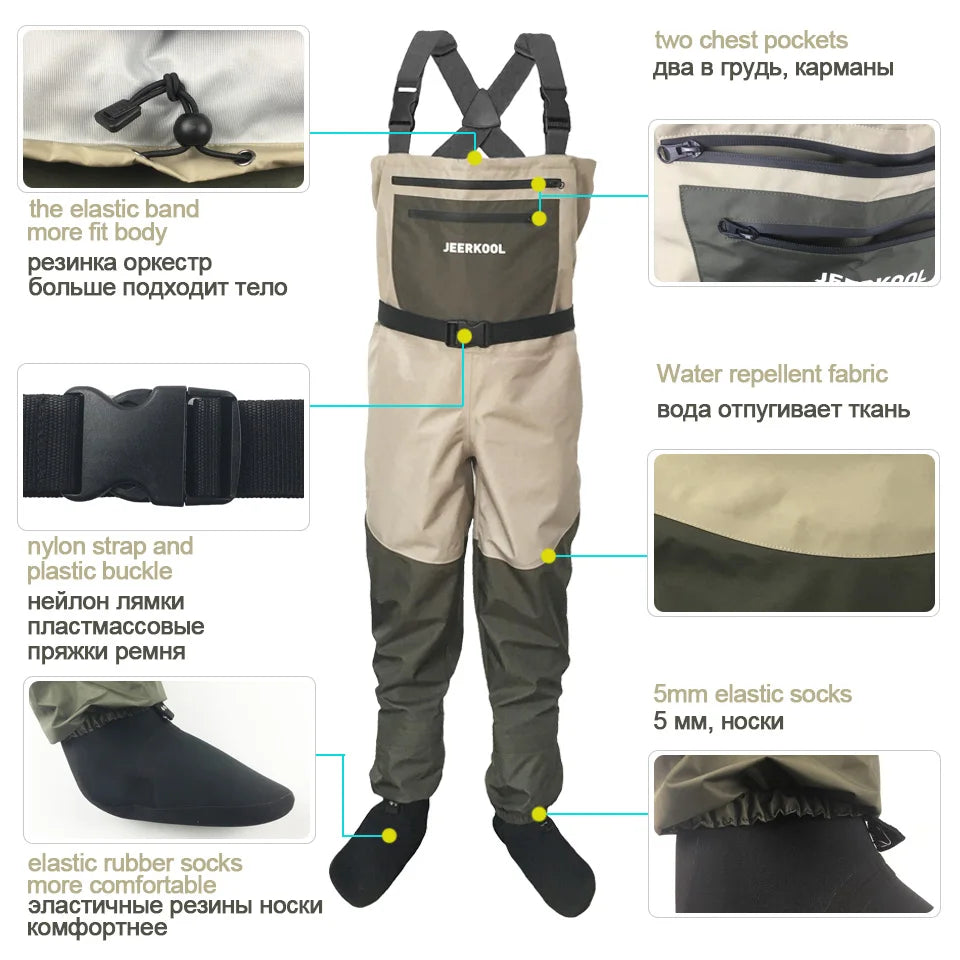 JEERKOOL Fly Fishing Waders & Wading Shoes: Ultimate Fishing Gear - Premium waders from Lizard Vigilante - Just $188.88! Shop now at Lizard Vigilante