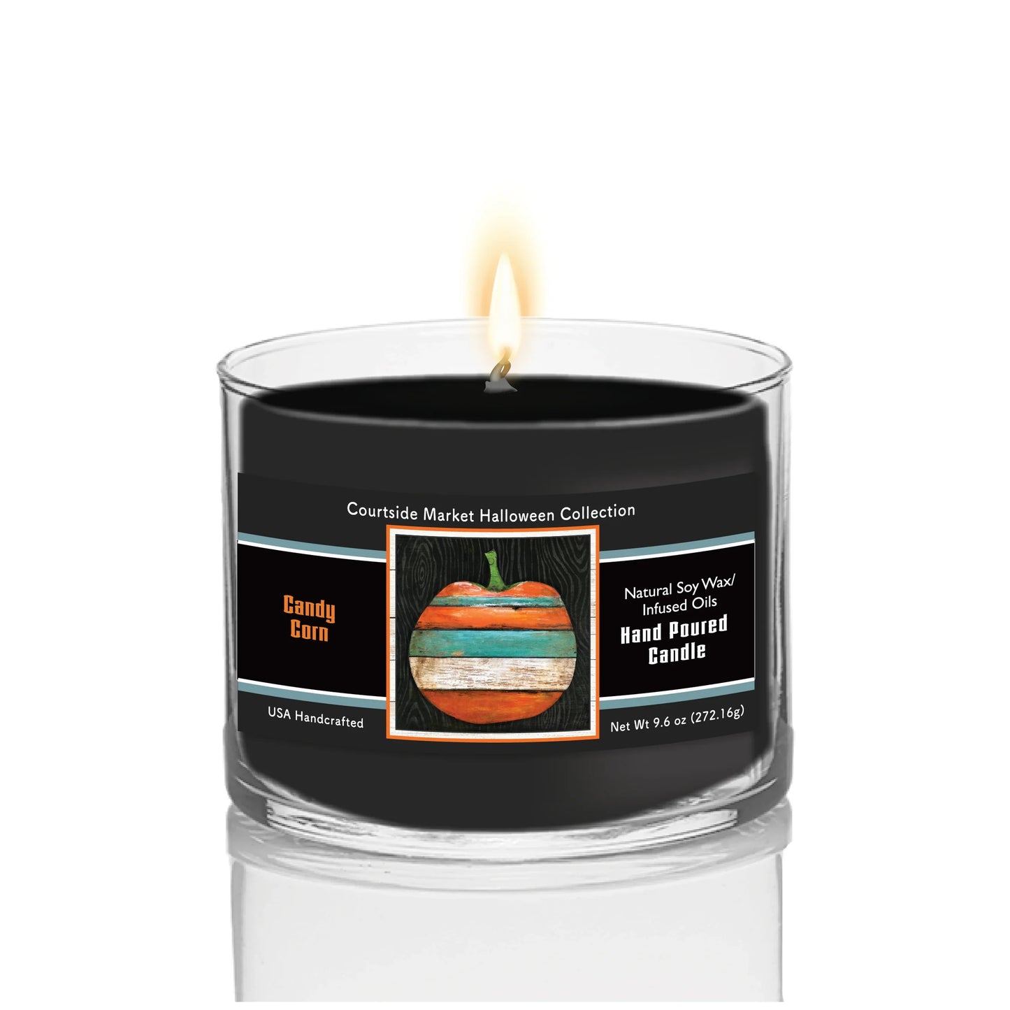 TD Courtside Market Striped Pumpkin Scented Candle Soy Wax in Glass Jar