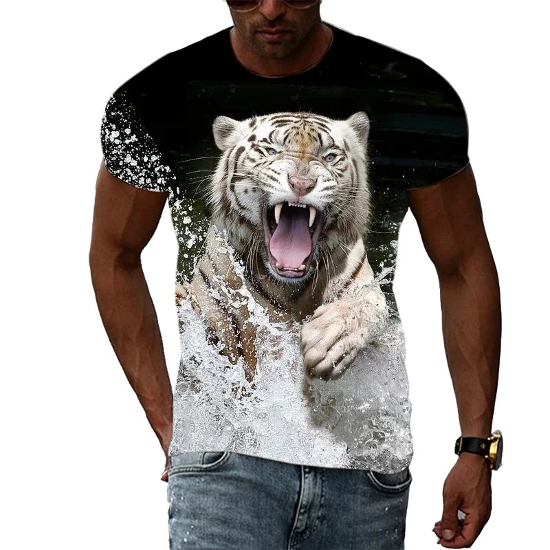 Men's Polyester Tiger Graphic T-Shirt - Premium T-shirt from Lizard Vigilante - Just $22.99! Shop now at Lizard Vigilante