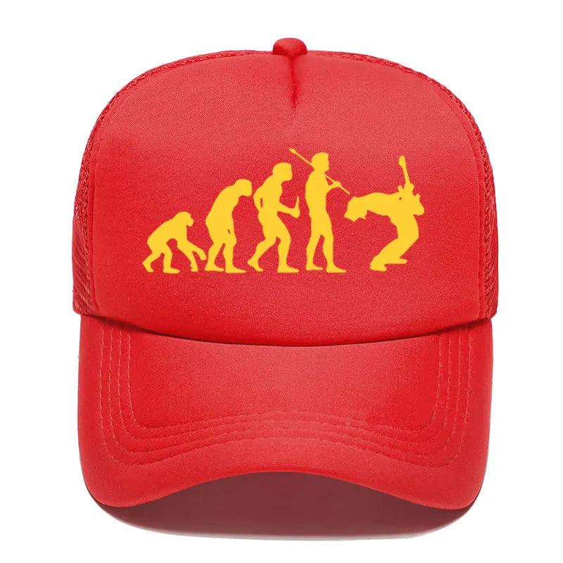 Funny Guitarist Baseball Cap Evolution Of a Music Rock Guitar Musician Band Metal Parent-child Hats Mesh Visor Outdoor Sun Hat - Lizard Vigilante