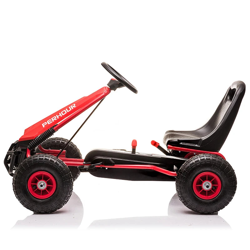 4-Wheeled Pedal Powered Go Cart With Steering Wheel & Adjustable Seat, Outdoor Off-Road Ride On Car For 3-9 Ages Boys Girls - Premium pedal cart from Lizard Vigilante - Just $305.99! Shop now at Lizard Vigilante