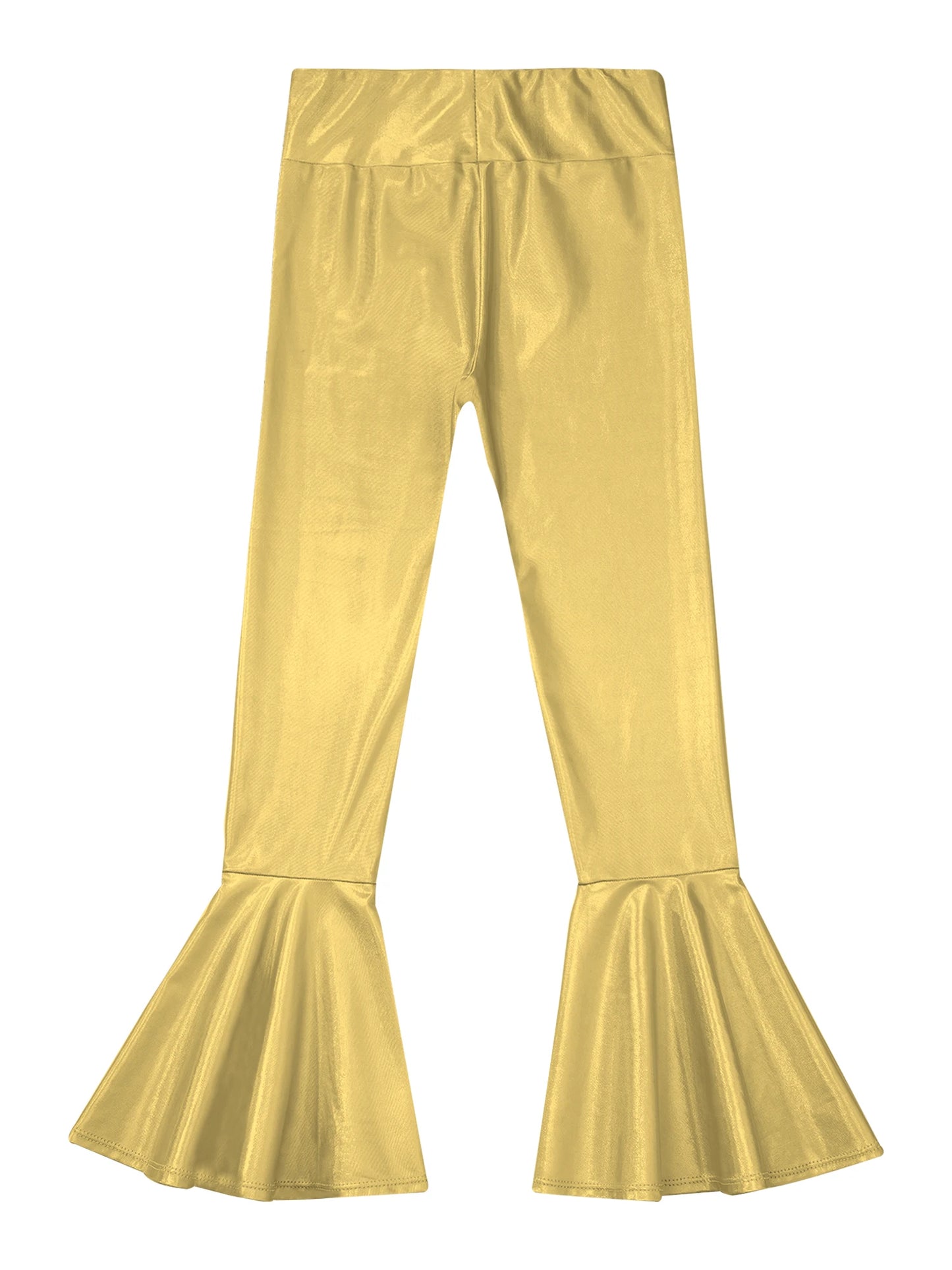 Metallic Flared Long Pants Kids Girls Shiny High Waist Ruffle Bell-bottom Pants Modern Jazz Disco Stage Performance Trousers - Premium pants from Lizard Vigilante - Just $24.99! Shop now at Lizard Vigilante