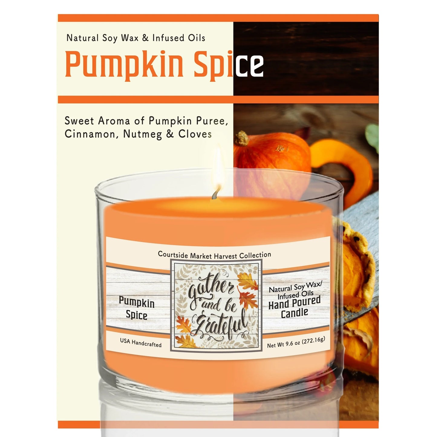 TD Courtside Market's Harvest Delight VI Scented Candle White Soy Wax with Glass Jar for Home or Office Decor