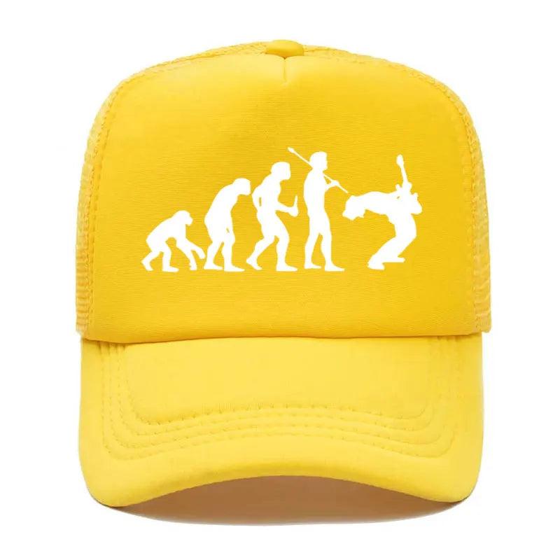 Funny Guitarist Baseball Cap Evolution Of a Music Rock Guitar Musician Band Metal Parent-child Hats Mesh Visor Outdoor Sun Hat - Lizard Vigilante