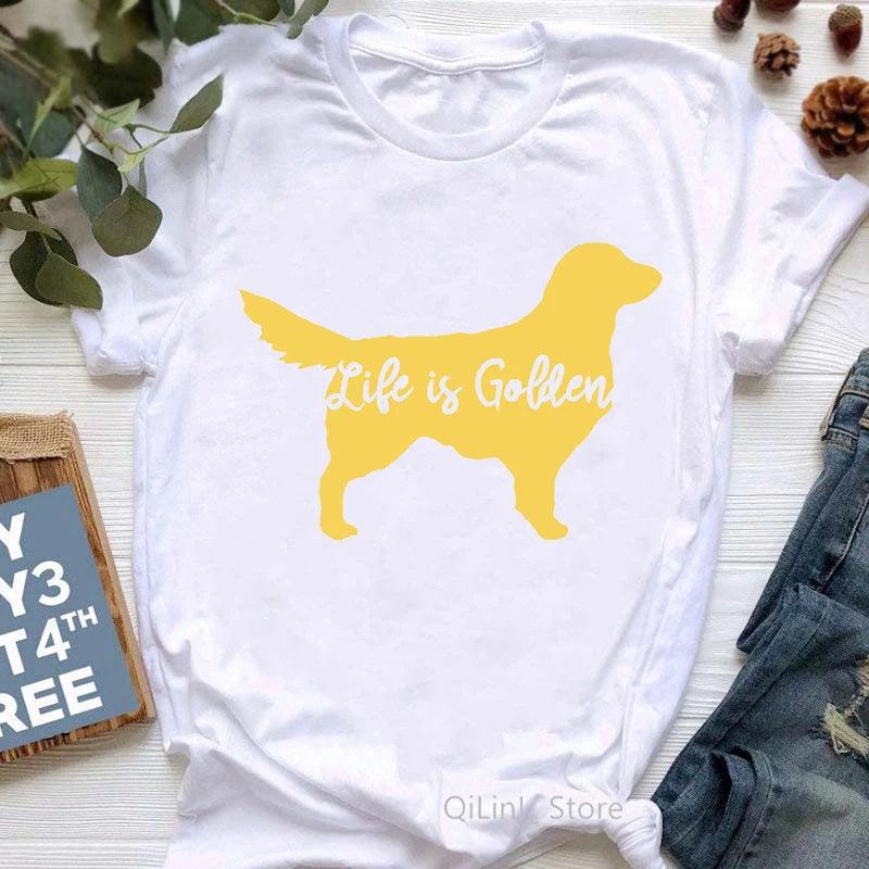 Golden Retriever Queen Dog Mom Summer Graphic Tee