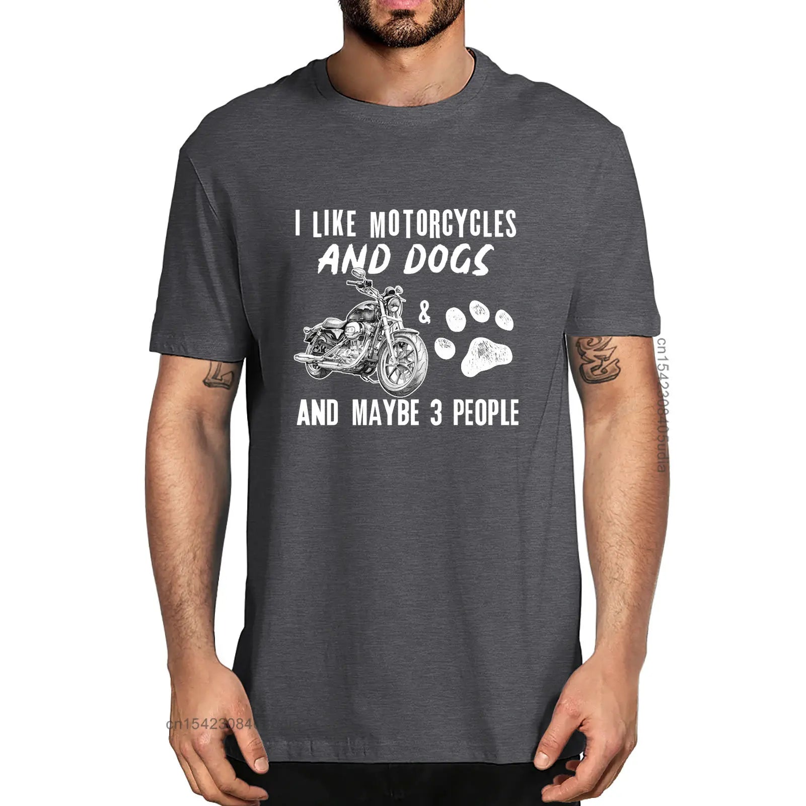 I Like Motorcycles And Dogs And Maybe 3 People Summer Men's 100% Cotton T-Shirts Funny Women Unisex Soft Top Tee - Lizard Vigilante