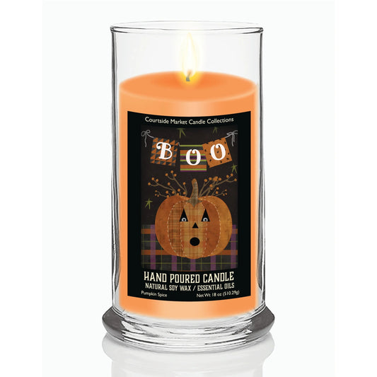 TD Courtside Market Boo Pumpkin Scented Candle Halloween Collection Glass Votive with Boo Design