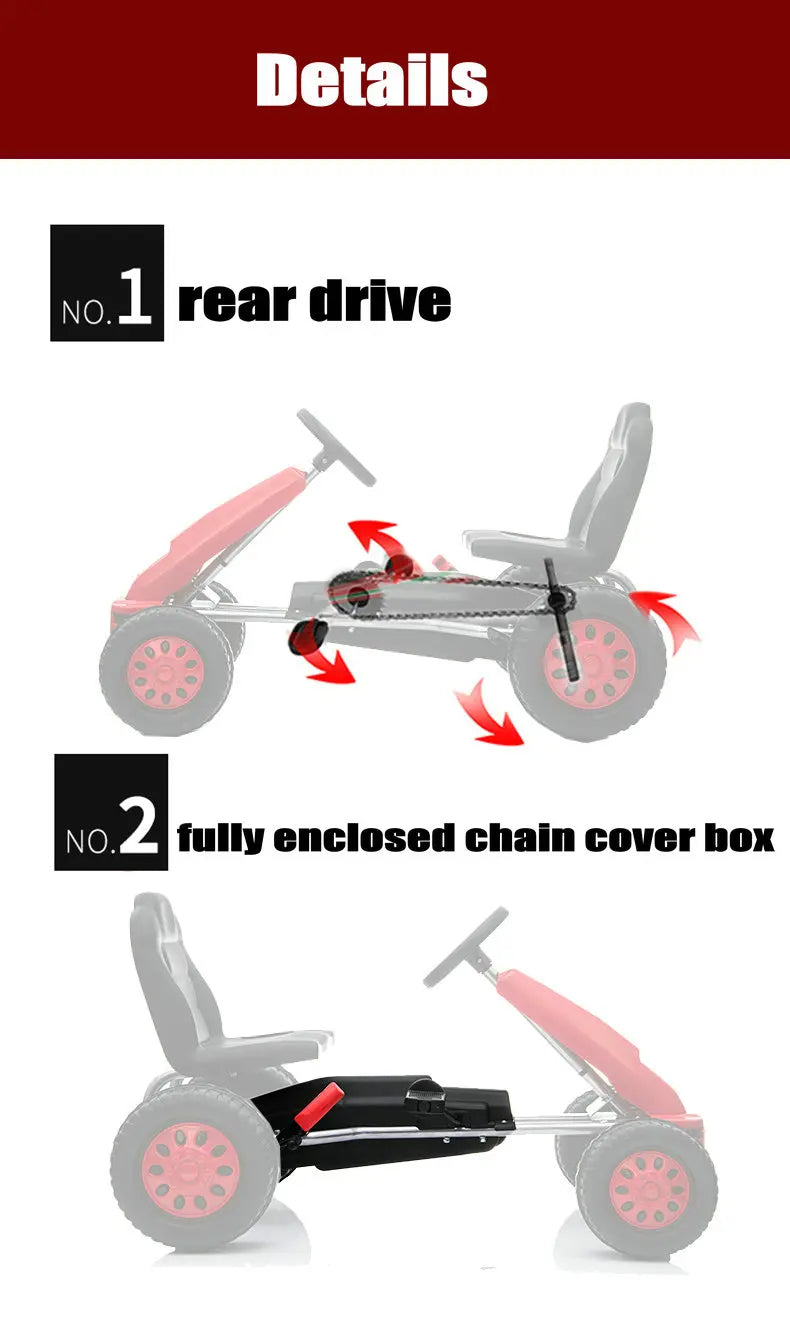 The Lizard Vigilante Little Racer X4” Kids 4-Wheel Pedal Go-Kart — Metal Frame, Racing Steering Wheel & Hand Brake Fury