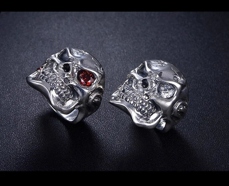 100% 925 Silver Vintage Smoking Skull Ring | Punk Goth Personality Hipster Design | Men’s Domineering Statement Ring - Premium ring from Lizard Vigilante - Just $148.88! Shop now at Lizard Vigilante