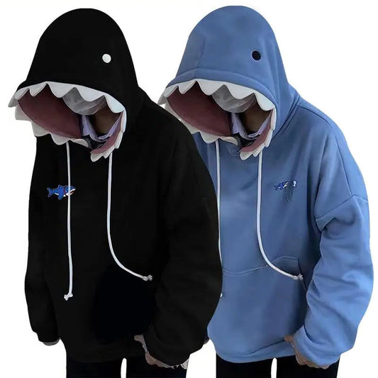 Shark Sweatshirt for Kids and Teens - Blue Hoodies, Long Sleeve Shark Shape Pullover, Fun Animal Cartoon Couple Hoodie - Premium sweatshirt hoodie from Lizard Vigilante - Just $33.88! Shop now at Lizard Vigilante