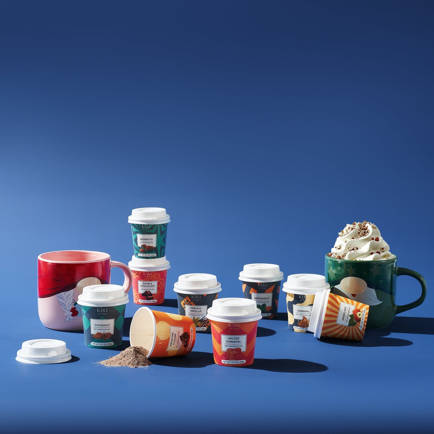 Gourmet Hot Cocoa Gift Set Cup Hot Chocolates - Set of 9 Flavors - Salted Caramel, French Vanilla, Caramel, Gingerbread, Mint, Amaretto & More - Holiday Christmas Gifts For Her, Him, Kids