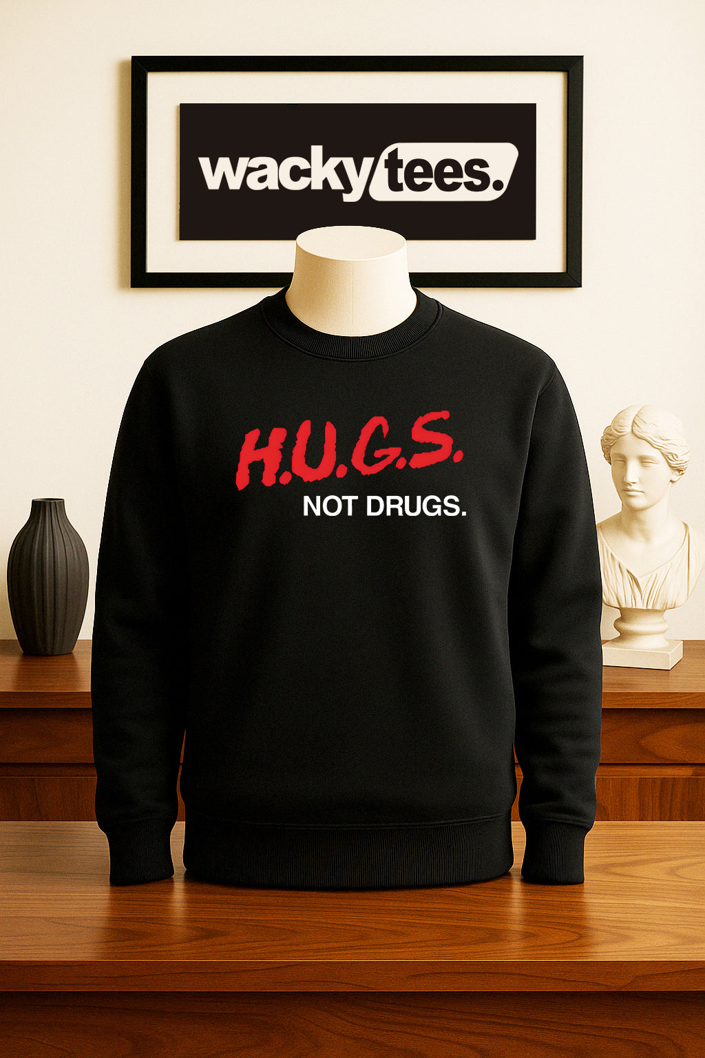 Hugs Not Drugs Retro Dare To 90s Style Funny Graphic Tee Shirt
