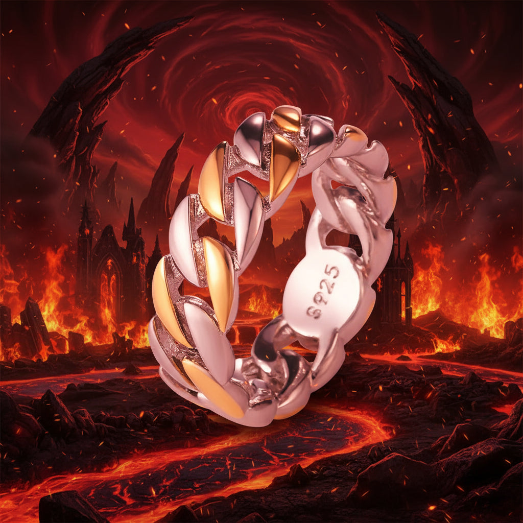 Huitan Metallic Chain Rings Men and Women Simple Design Hip Hop Party Cool Accessories Versatile Punk Style Jewelry Couple Rings - Premium chain rings 