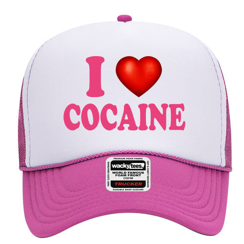 I Love Cocaine Adult Humor Funny Foam Snap Back Trucker Hat