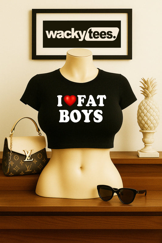 I Love Fat Boys I Heart Funny Adult Humor Graphic Tee Shirt