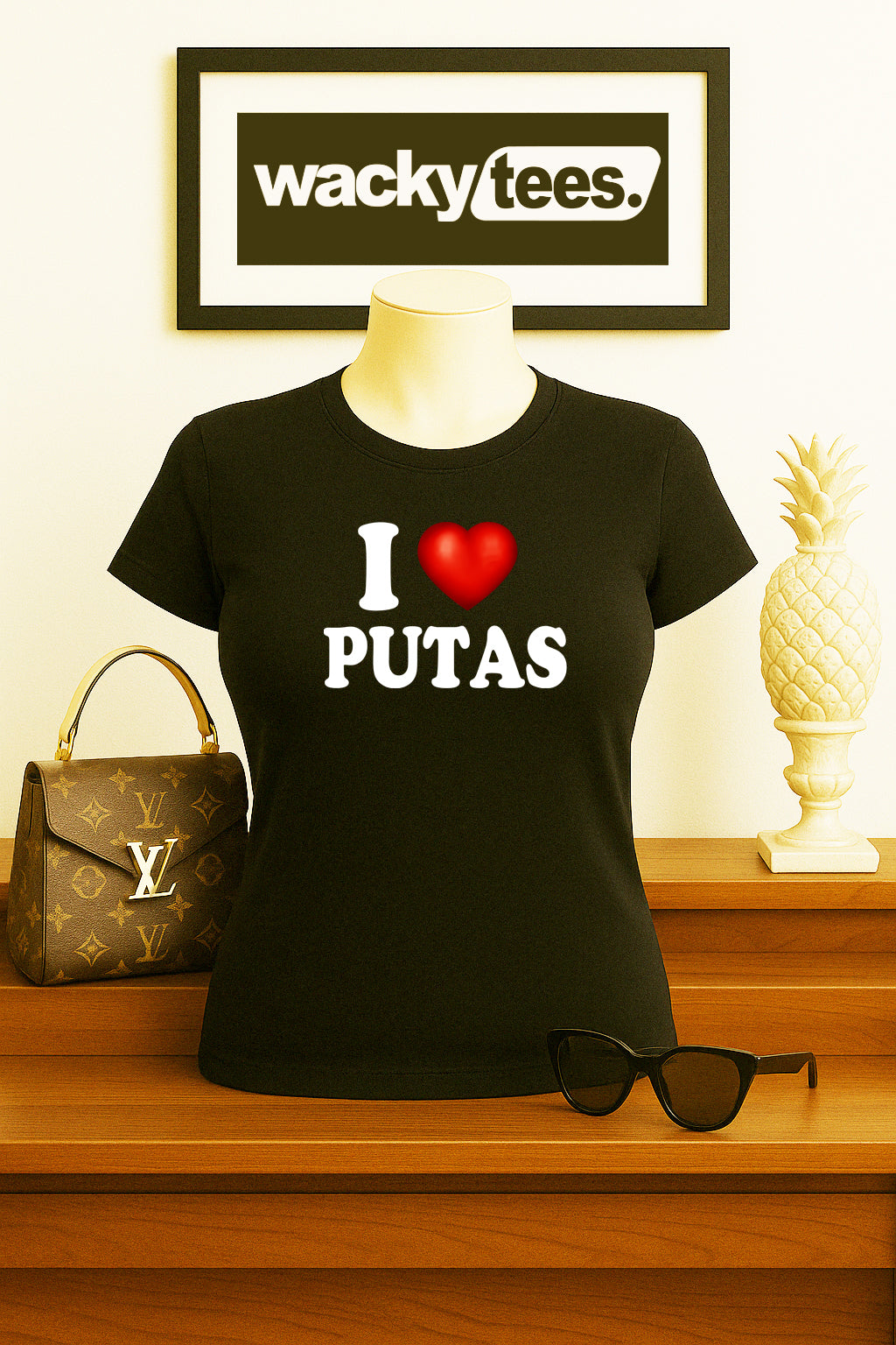 I Love Putas I Heart Funny Adult Humor Graphic Tee Shirt