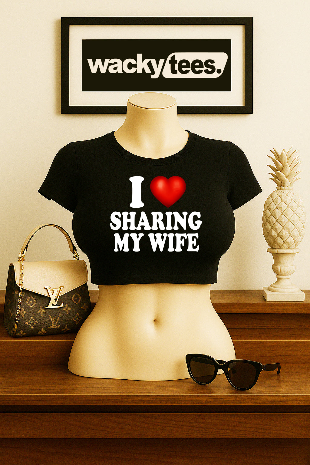 I Love Sharing My Wife I Heart Funny Adult Humor Graphic Tee Shirt