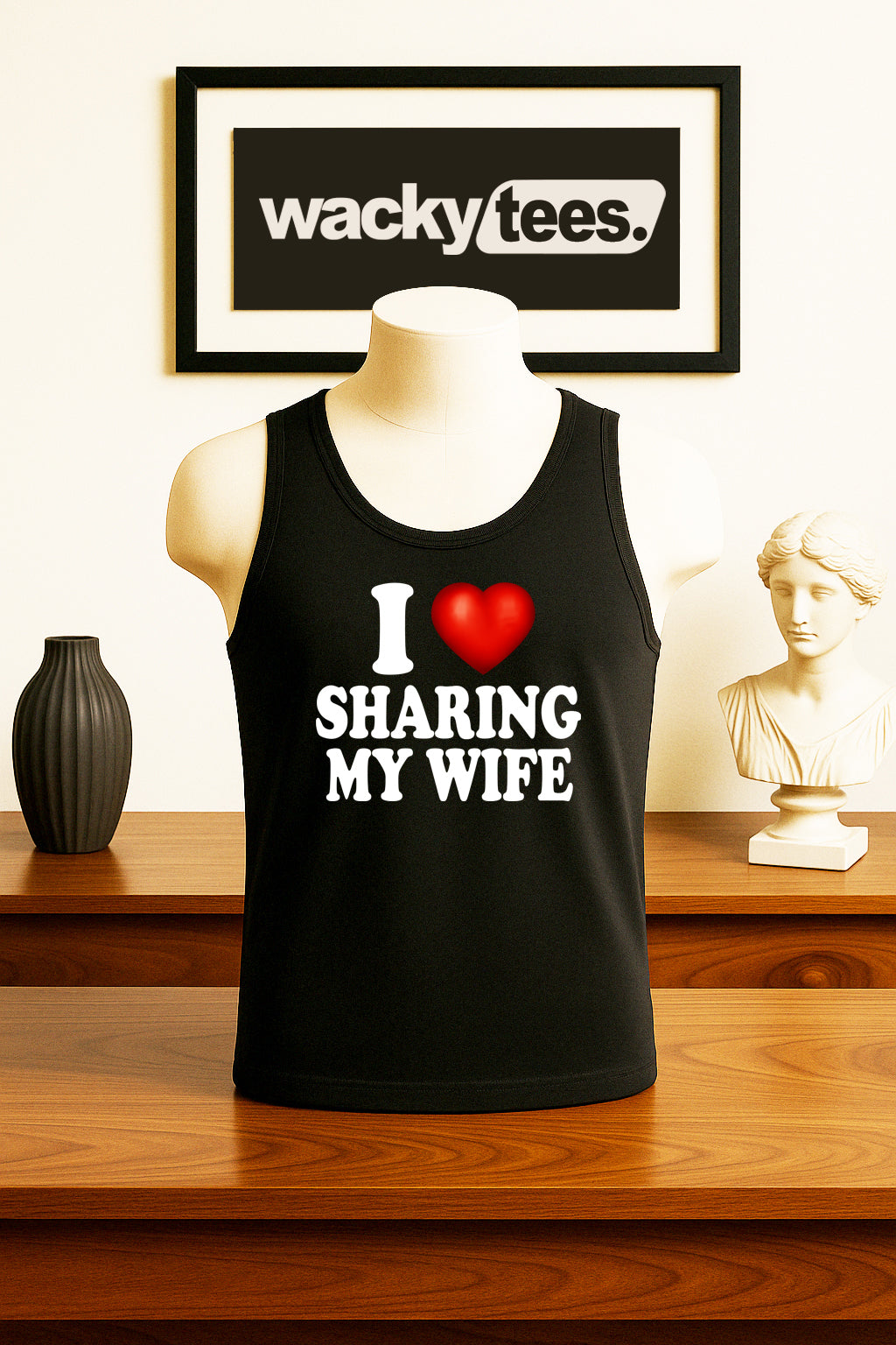 I Love Sharing My Wife I Heart Funny Adult Humor Graphic Tee Shirt