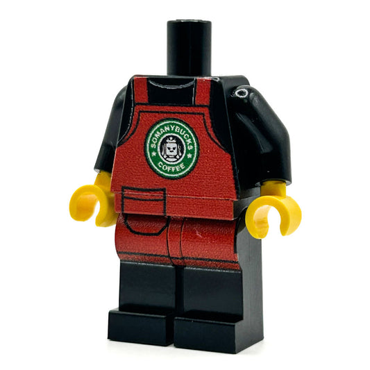SoManyBucks Coffee Christmas Apron Barista Employee Minifig Body - B3 Customs