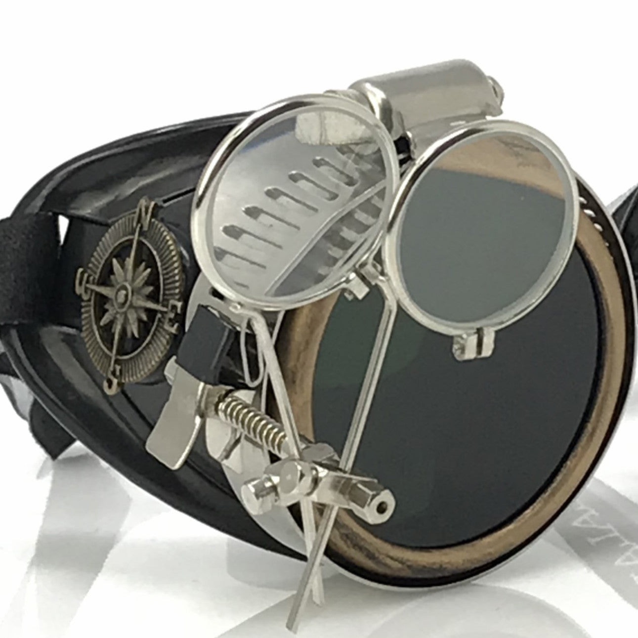Steampunk Goggles with magnifying loupes black lenses
