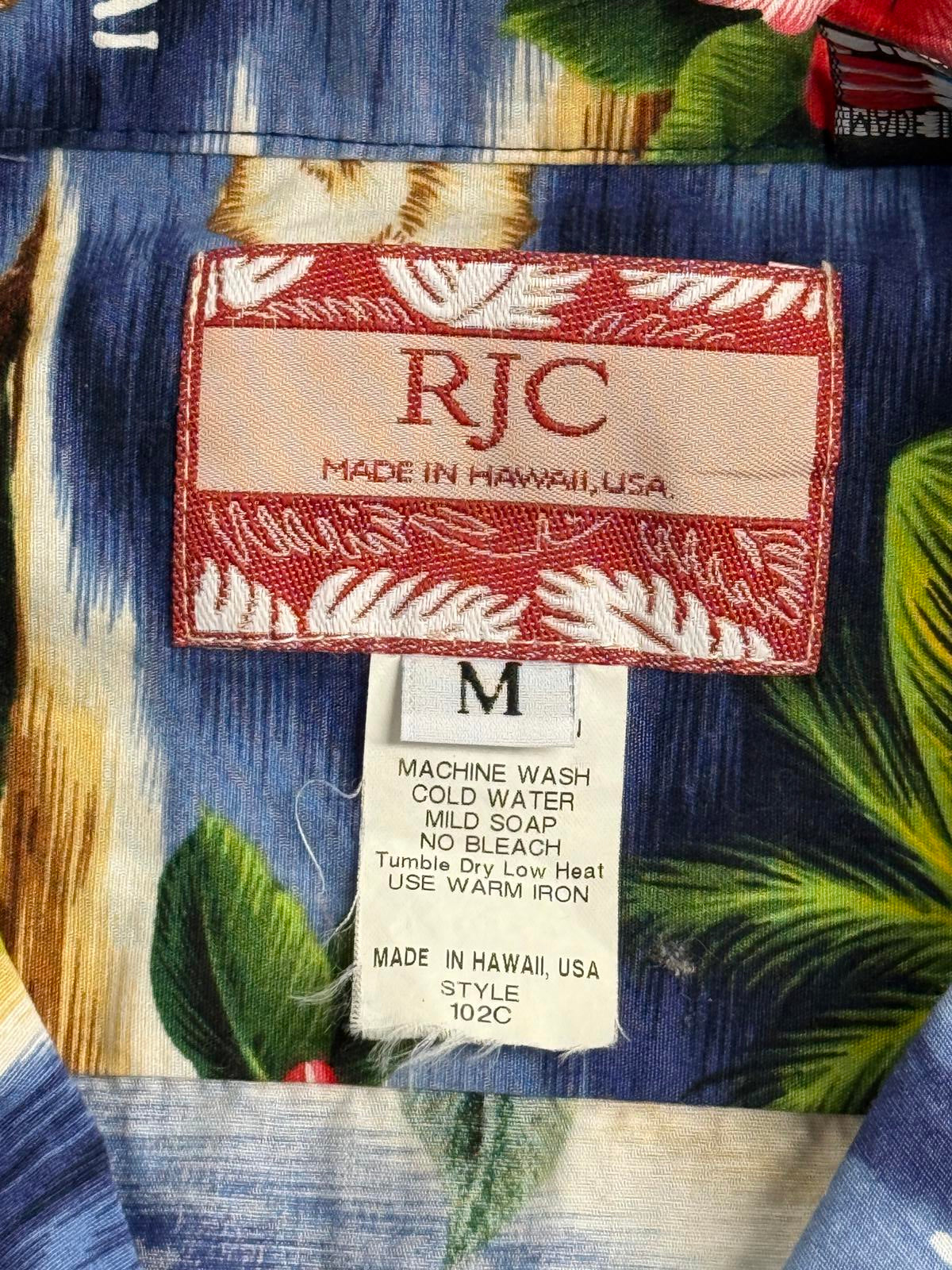 RJC Mens Hawaiian Shirt Hawaiian Islands Made in Hawaii - M