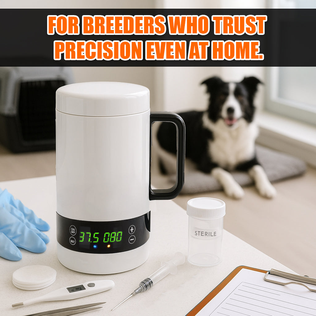 Dog Semen Extender Warmer & Thawer with Temperature Control – Portable Sample Tube Heater for Breeding, AI Prep, Transport & Collection – Digital Display