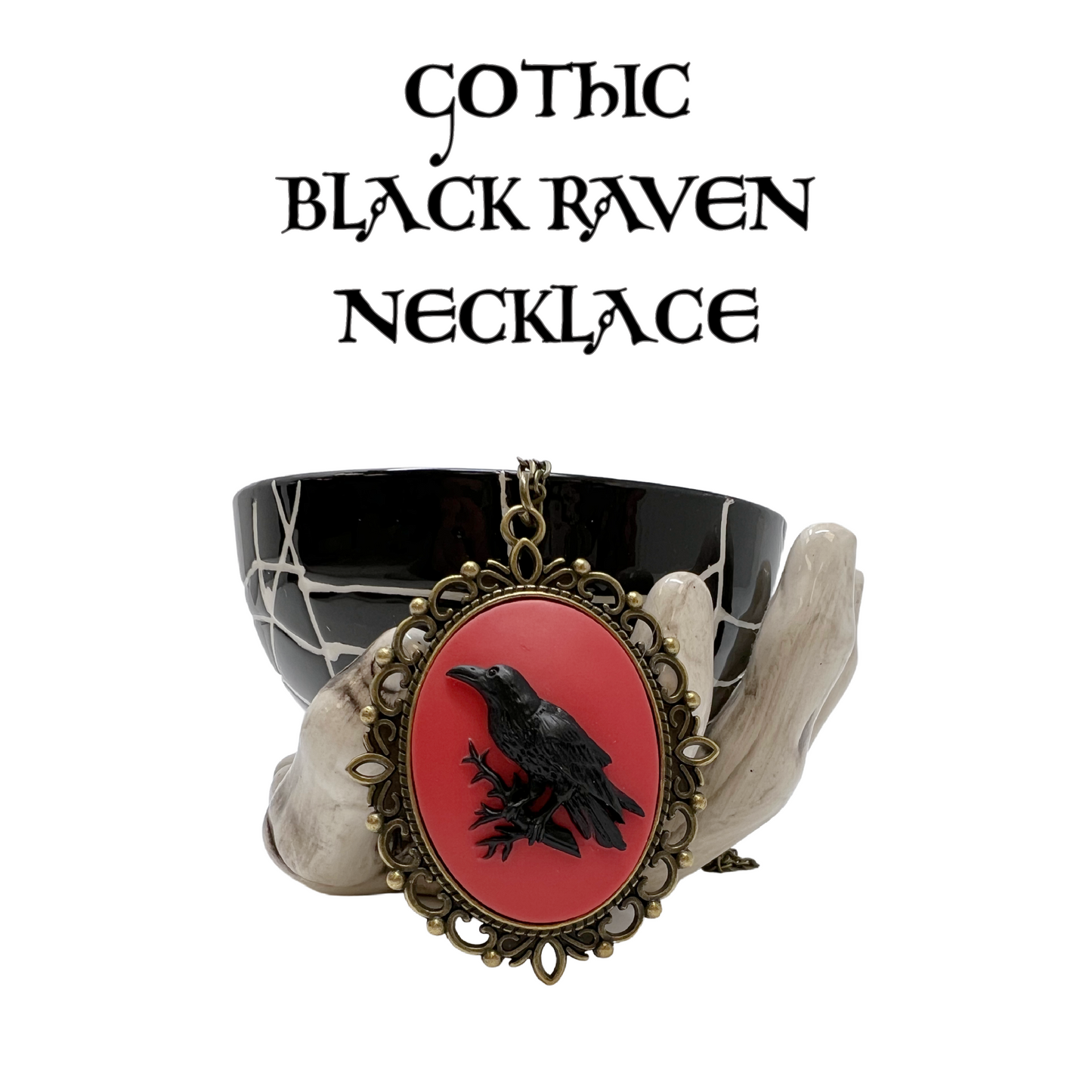 Black crow necklace silver or bronze