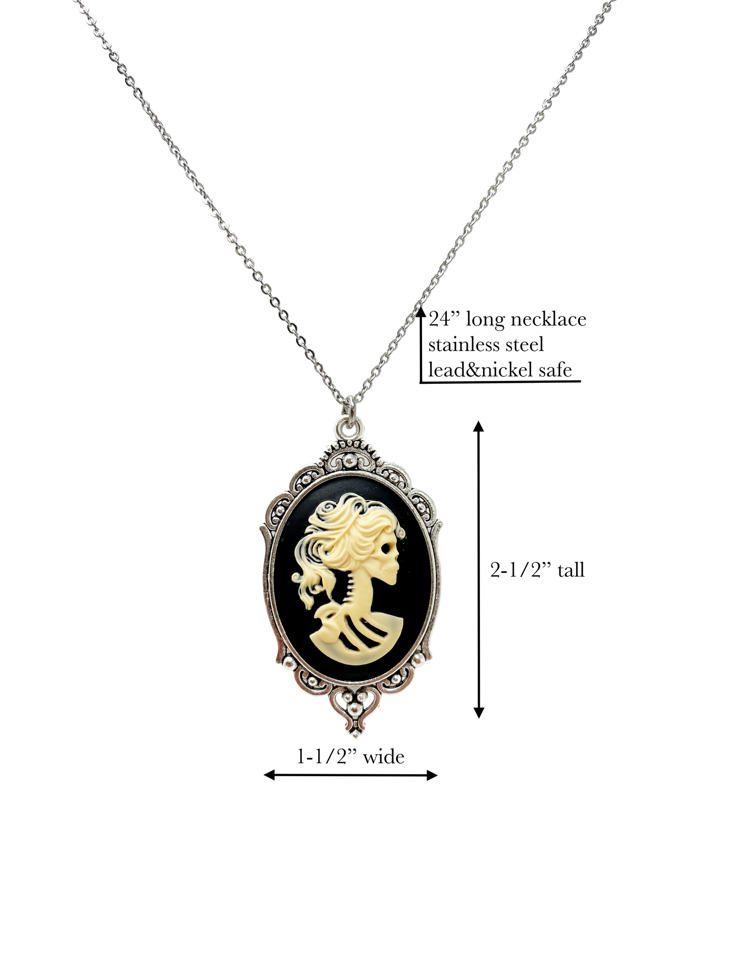 Black lolita lady skeleton necklace