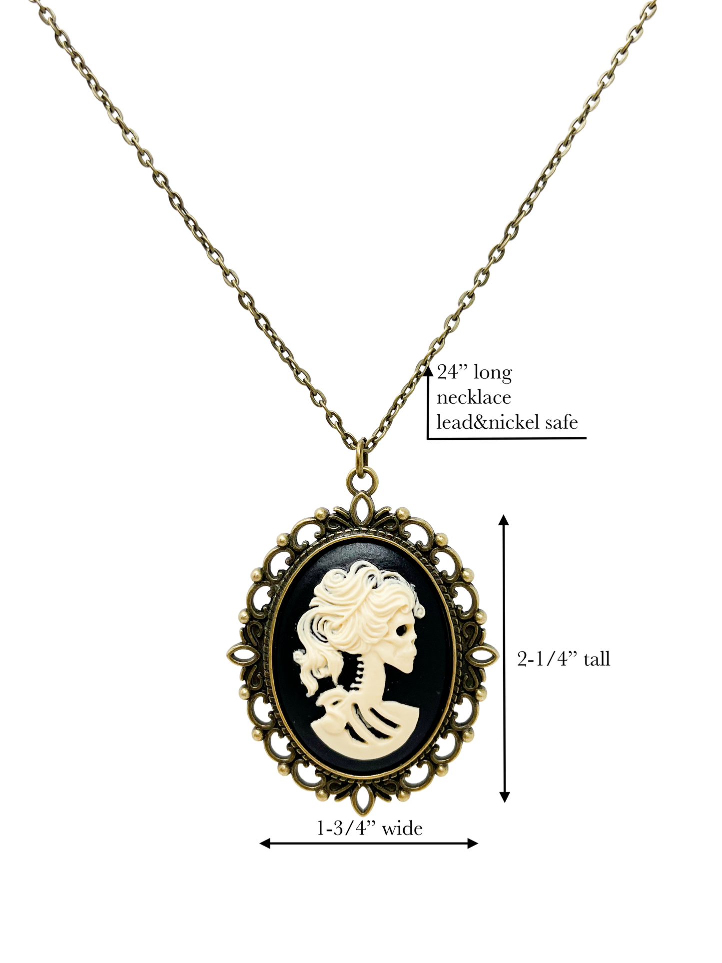 Victorian lady skeleton necklace