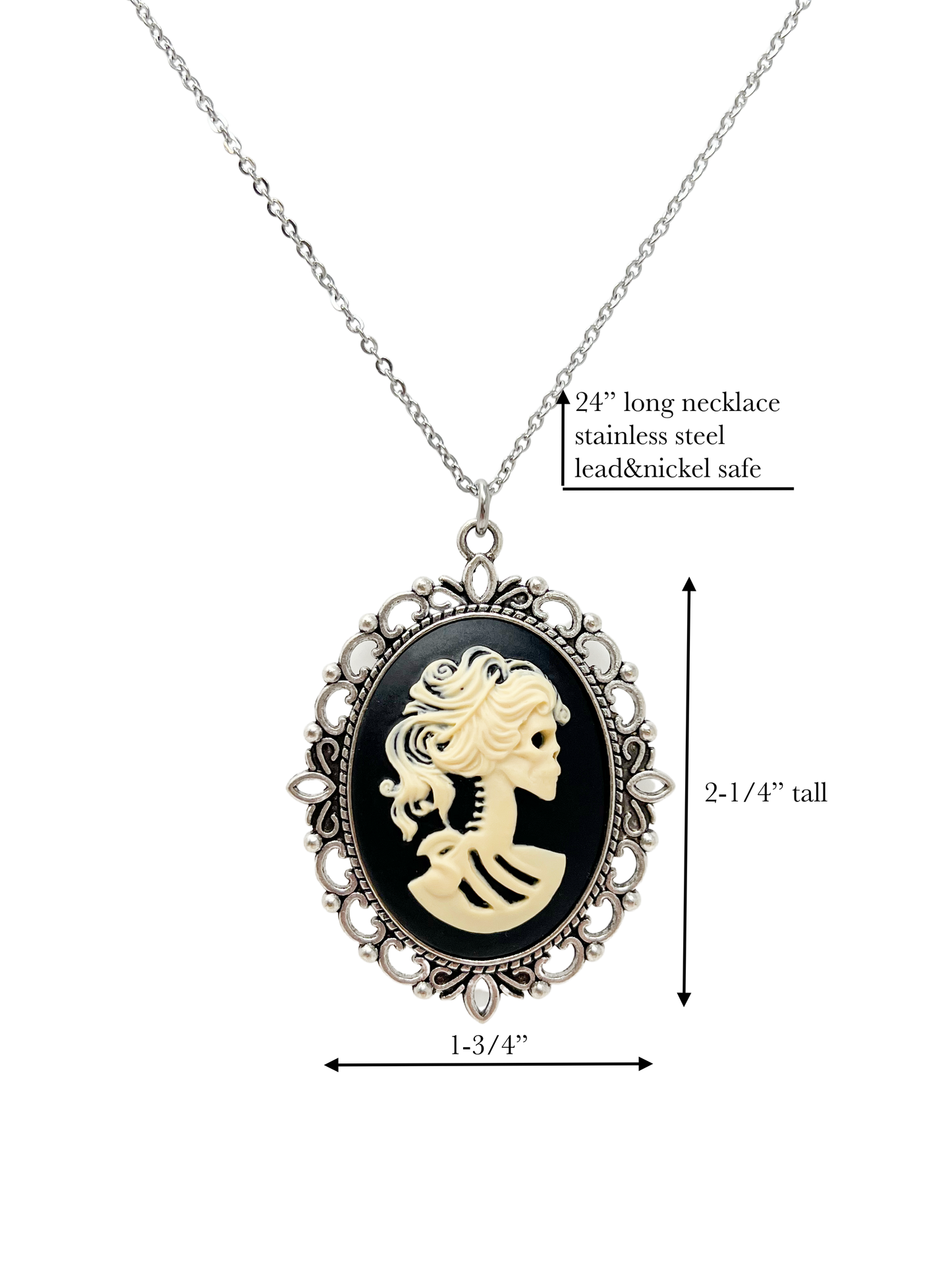 Gothic lolita lady skeleton necklace