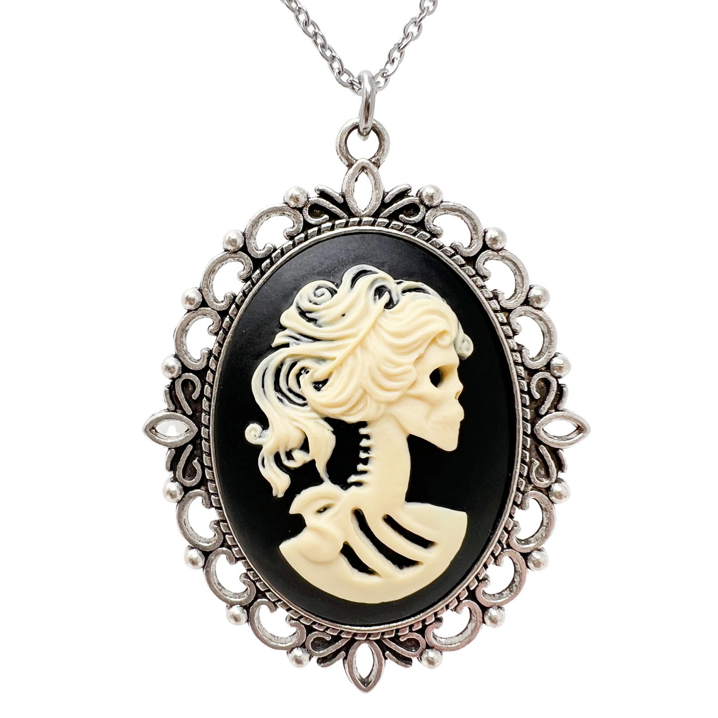 Gothic lolita lady skeleton necklace