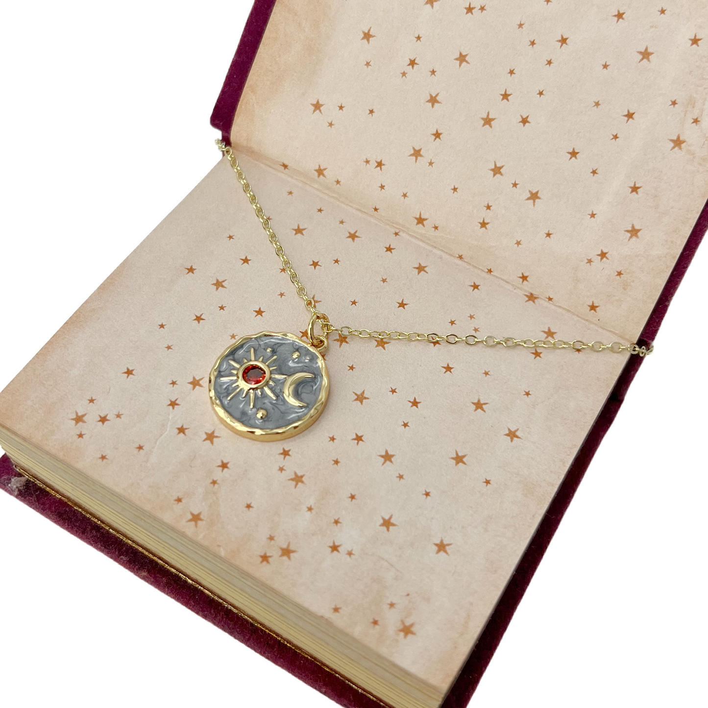 Sun and moon friendship coin necklace