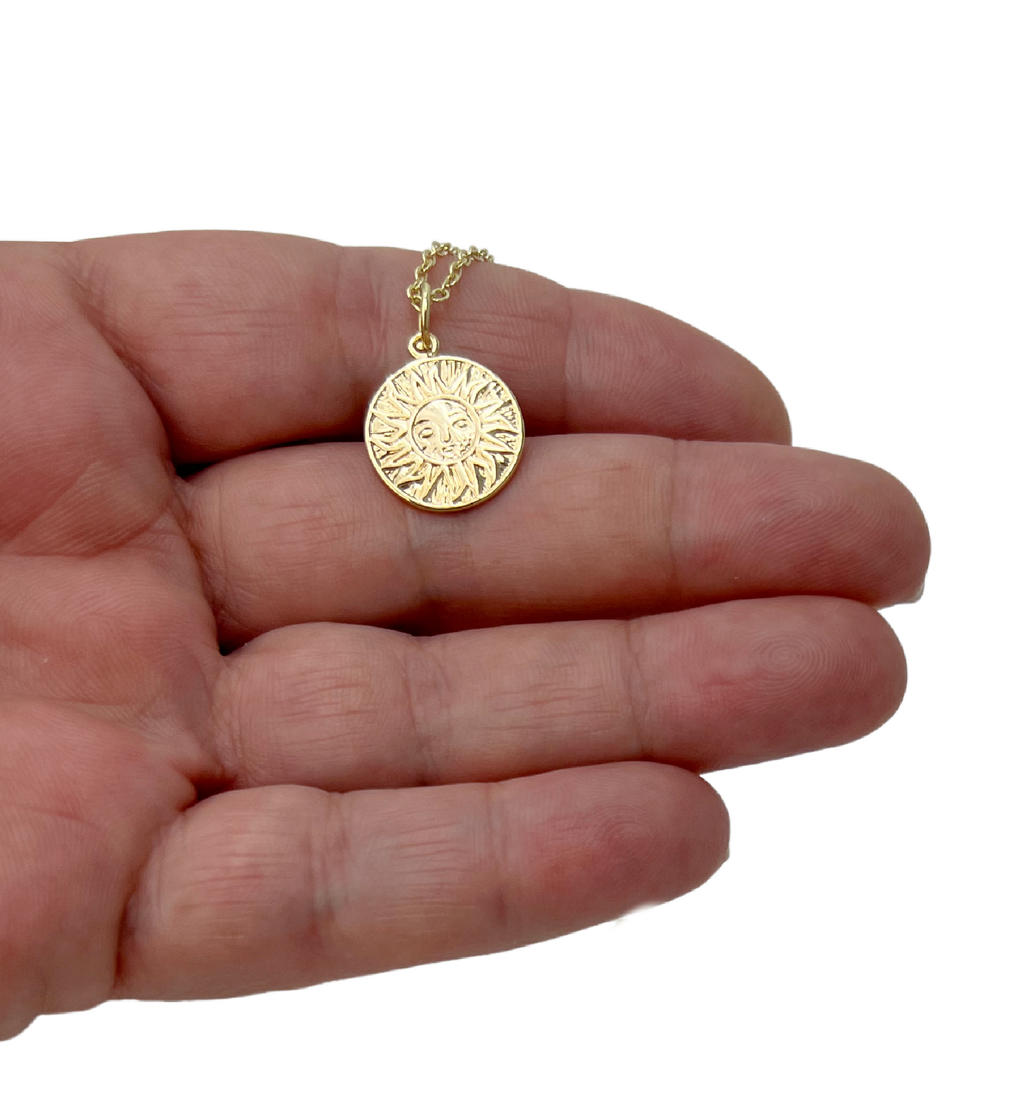Aztec sun coin necklace
