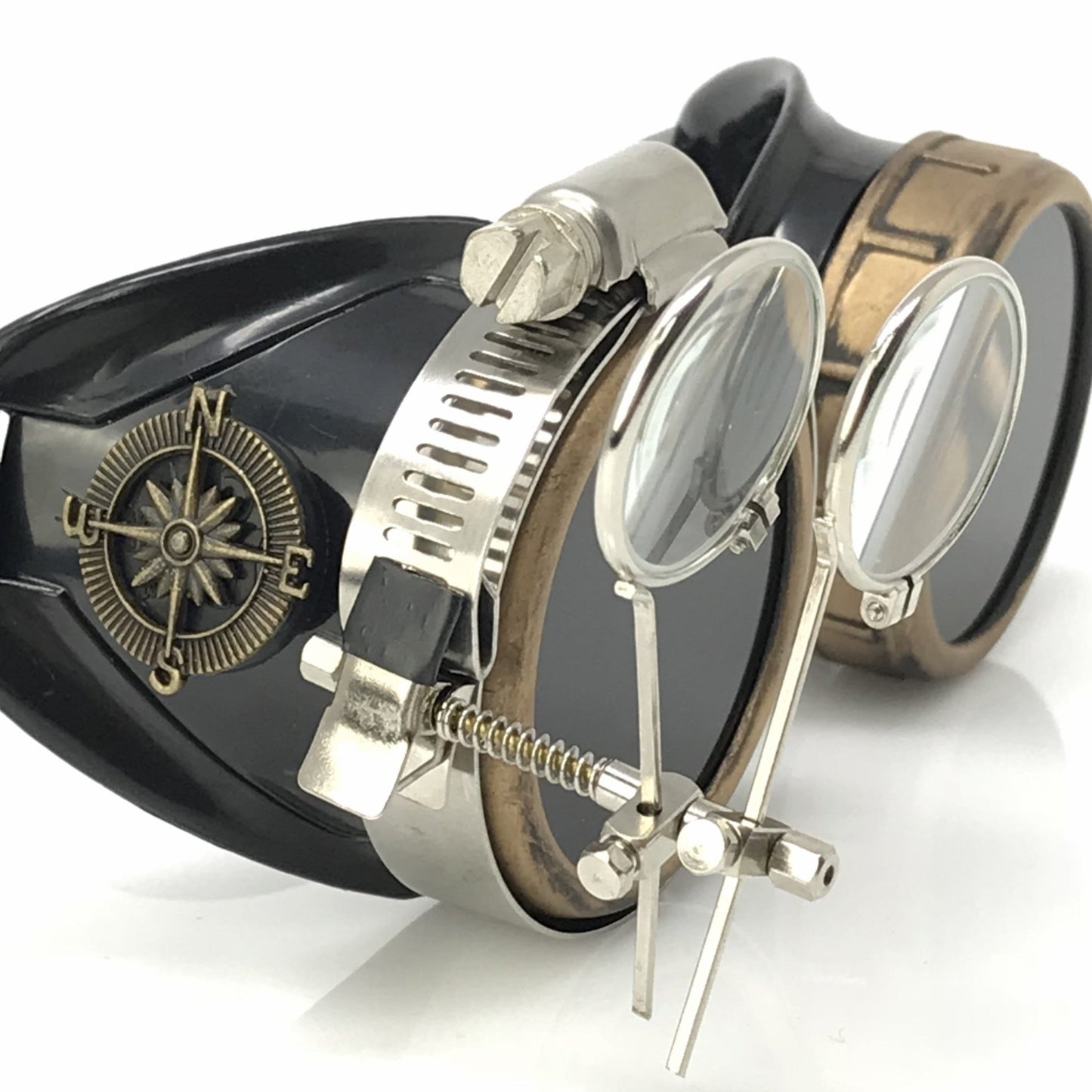 Steampunk Goggles with magnifying loupes black lenses