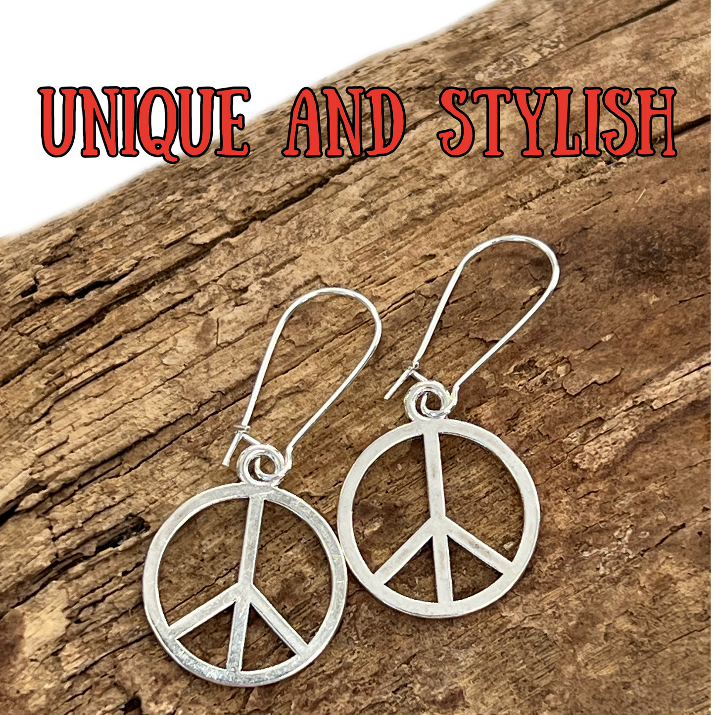 Peace sign earrings gold or silver
