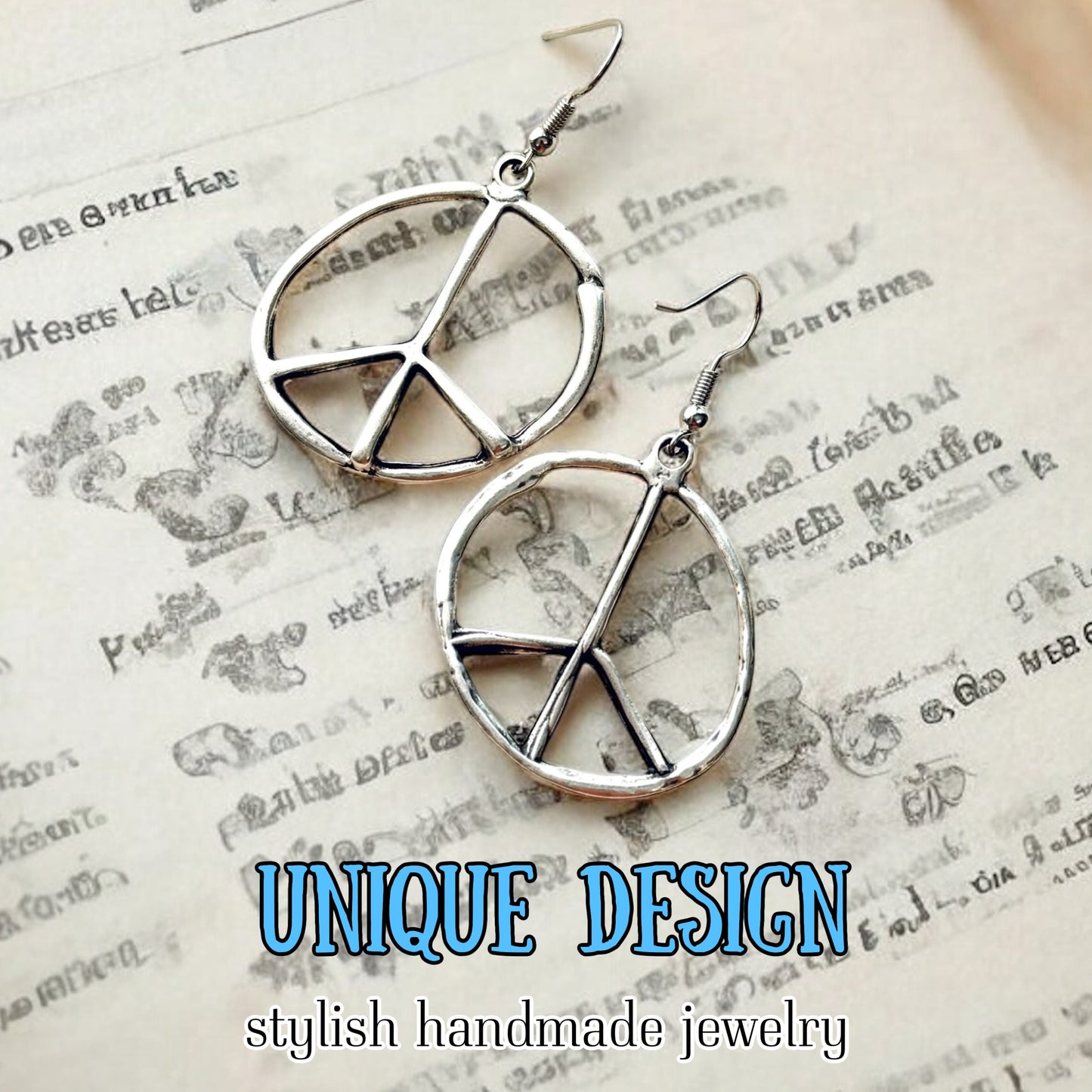 Peace sign hoop earrings peace symbol charm