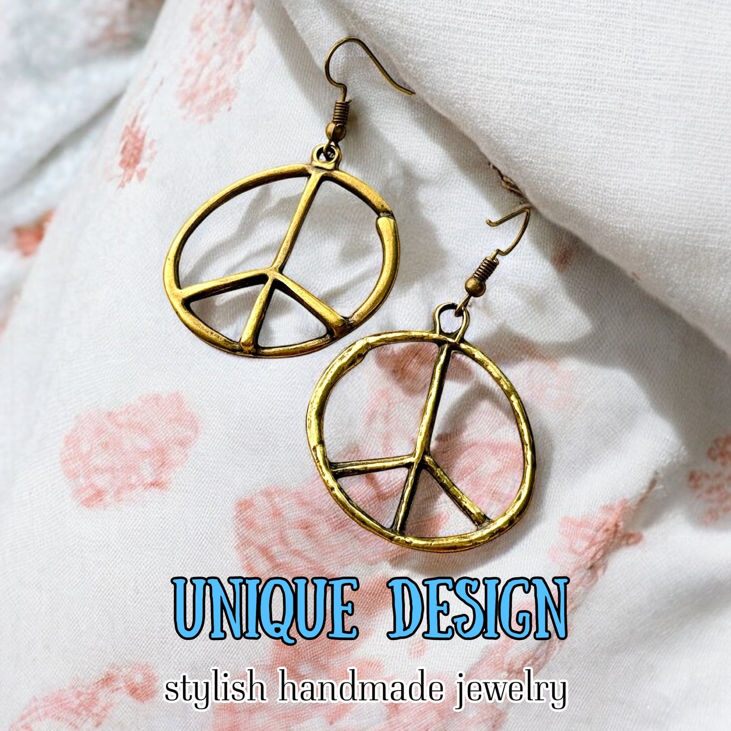 Peace sign hoop earrings peace symbol charm