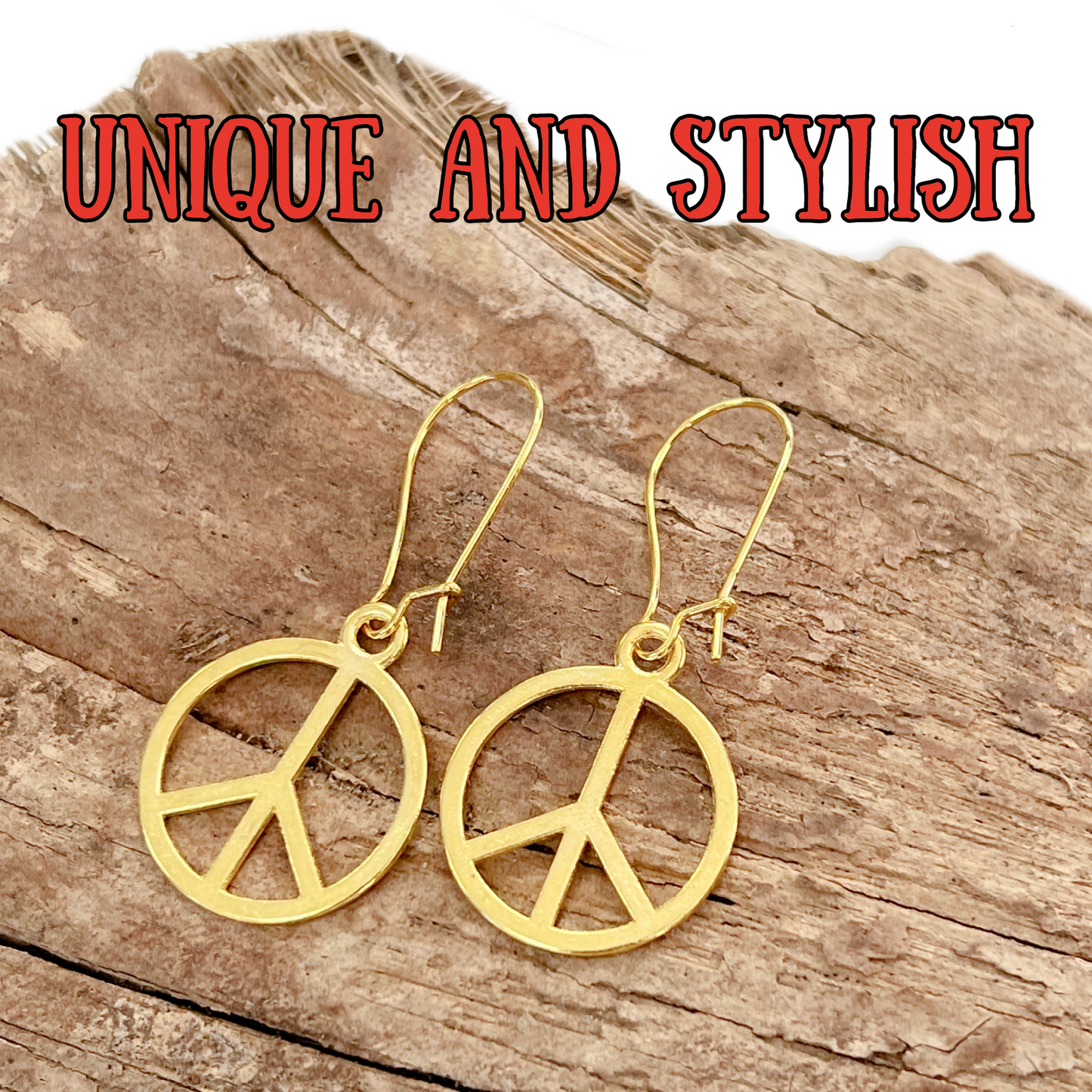 Peace sign earrings gold or silver