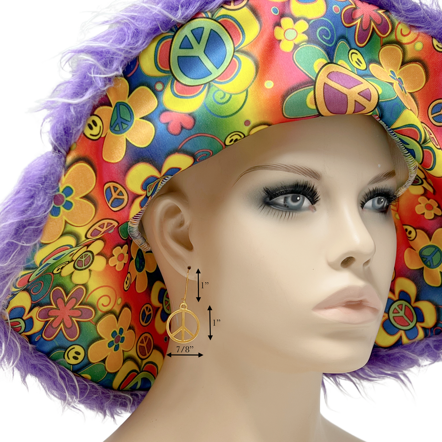 Peace sign earrings gold or silver