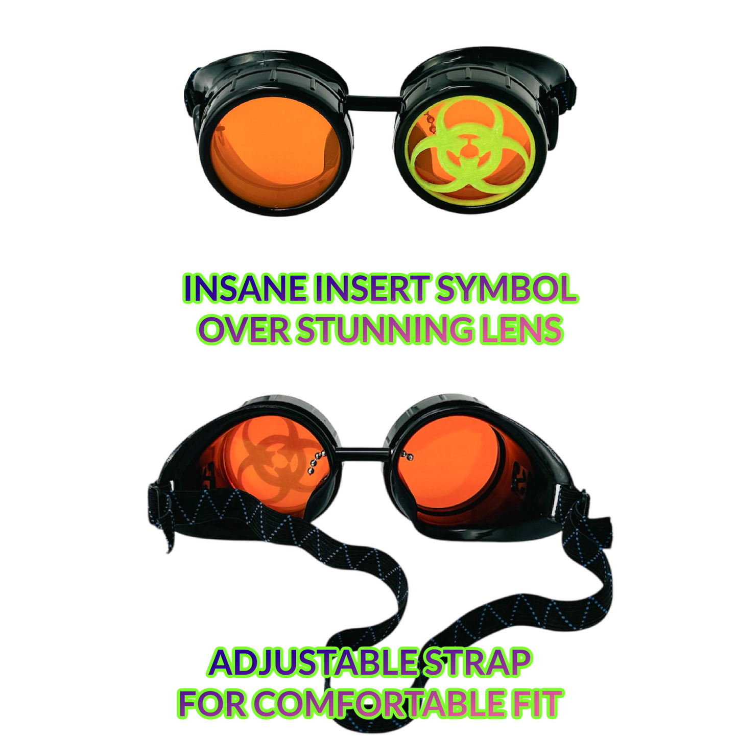 Steampunk Mad Scientist goggles biohazard cosplay glasses neon lenses