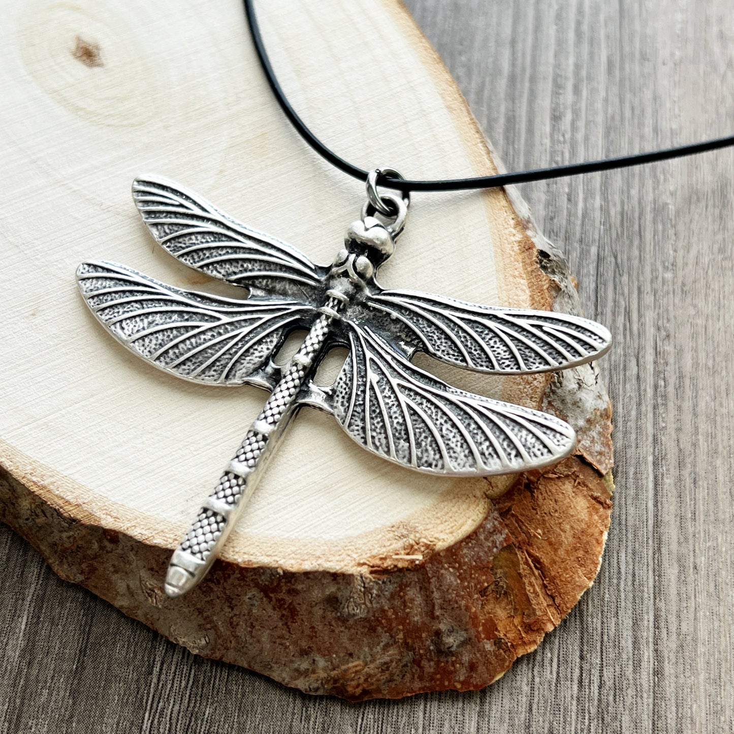 Bohemian dragonfly whimsy necklace silver tone