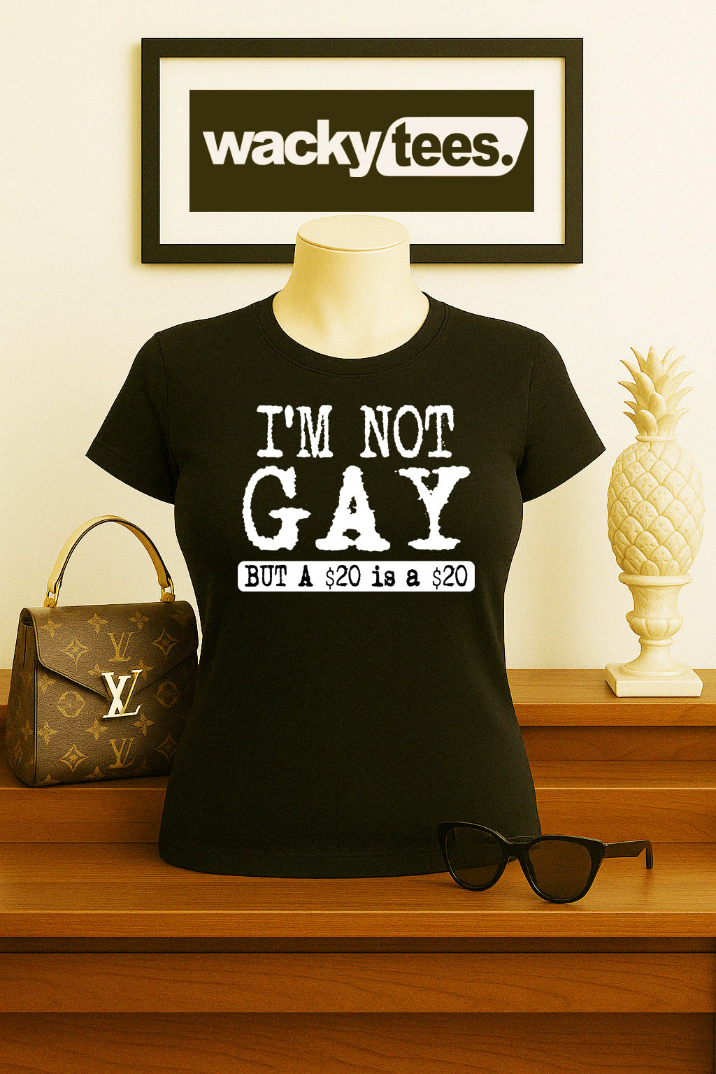 Im Not Gay but 20 is a 20 Funny Adult Humor Graphic Tee Shirt