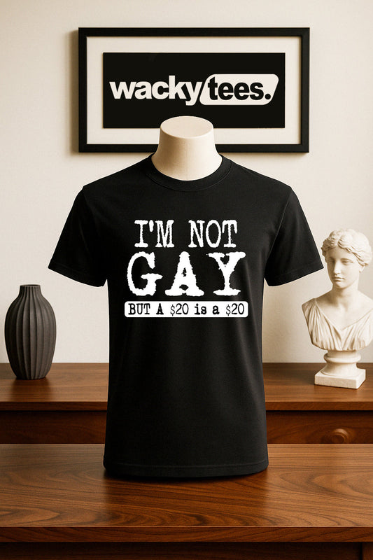Im Not Gay but 20 is a 20 Funny Adult Humor Graphic Tee Shirt
