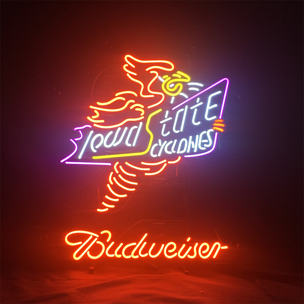 Iowa State Cyclone Logo Budweiser Beer Neon Signs Light