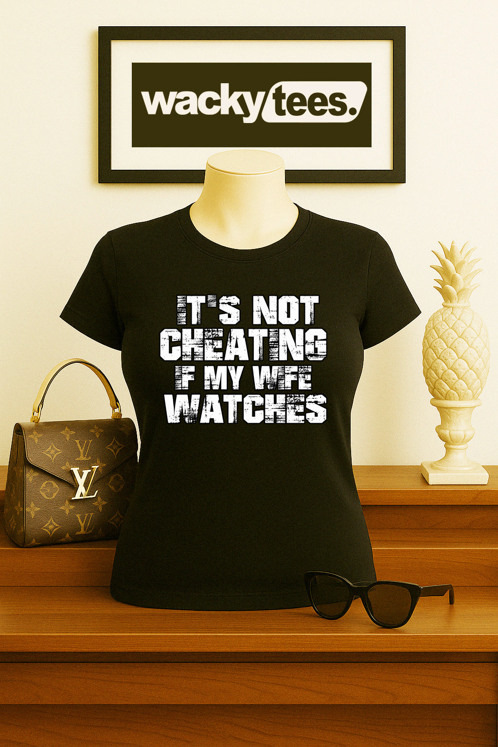 Its Not Cheating If My Wife Watches Funny Adult Humor Graphic Tee Shirt