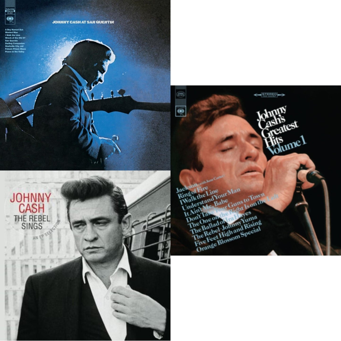 At San Quentin & Greatest Hits, Volume 1 & Rebel Sings (Crystal Clear & Solid Silver LP Vinyl)