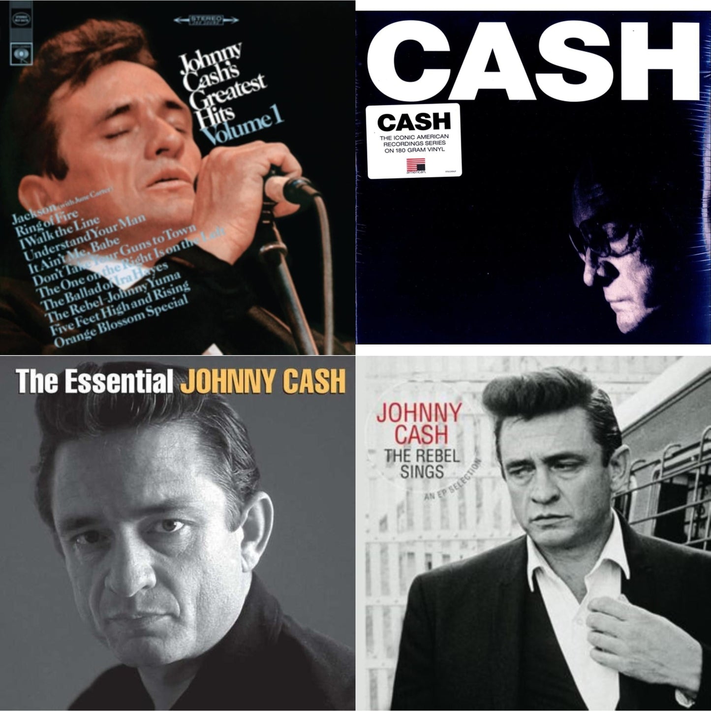Greatest Hits, Volume 1 & American Iv: The Man Comes Around & Rebel Sings (Crystal Clear & Solid Silver LP Vinyl) & Essential Johnny Cash