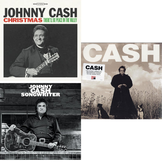 Johnny Cash - Songwriter & American Recordings & Christmas: There'll Be Peace In The Valley - LP Vinyl Bundle
